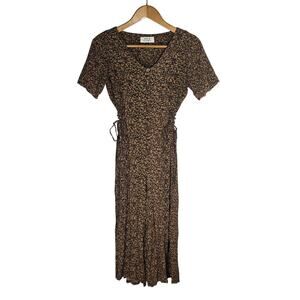 Vintage Urban Renewal Brown Ditsy Floral Double Corset Jumpsuit Cropped Boho M